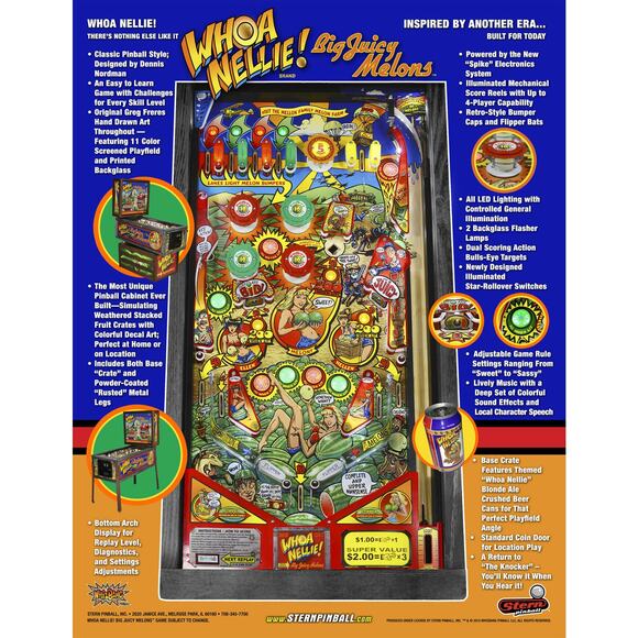 Whoa Nellie Big Juicy Melons Flyer Original Pinball Machine Sexy Lady Risque - Picture 3 of 7